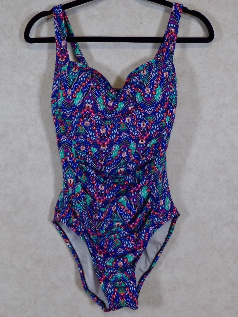 NWT*Swim Solutions 1PC Navy Multi Swim, Bust,Tummy,Waist Support Size 12 - Picture 1 of 9